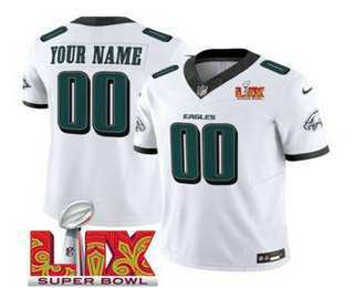 Men & Women & Youth Philadelphia Eagles Customized White 2025 Super Bowl LIX FUSE Vapor Limited Jersey->customized nfl jersey->Custom Jersey